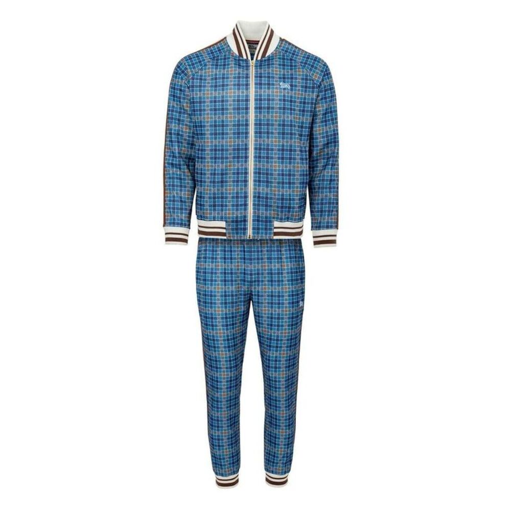 Lonsdale Mens Check Plaid Tracksuit / Navy